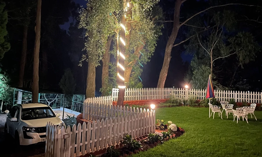 Spend peaceful evenings in this beautiful garden under glowing lights and relaxing vibes Rayne Forest Kotagiri