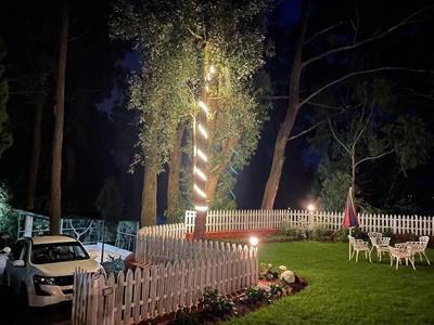Spend peaceful evenings in this beautiful garden under glowing lights and relaxing vibes Rayne Forest Kotagiri