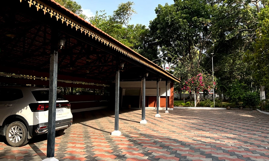 Park vehicles easily in the large, & secure parking area provided at private farmhouse stays Sulur.